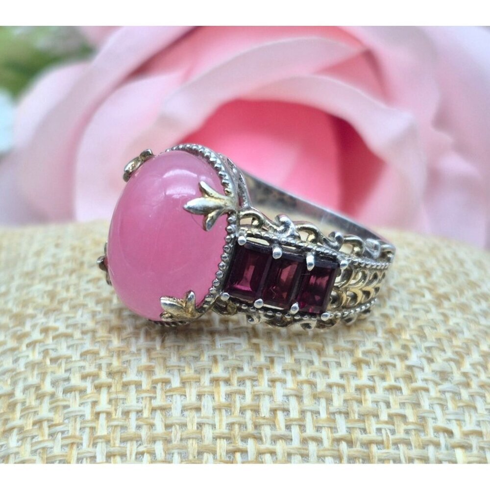 STS Chuck Clemency Sterling Silver & Pink Cocktail Statement Ring Size 11.5